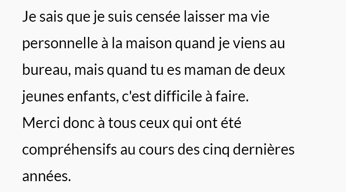 « S’il vous plaît, arrêtez de me juger pour avoir quitté le bureau à 17 heures pile. » La confession émouvante d’une maman qui travaille est devenue virale