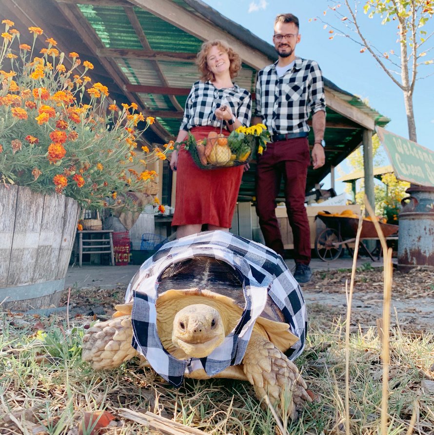 Ce couple assortit ses tenues avec celles de leur tortue de compagnie