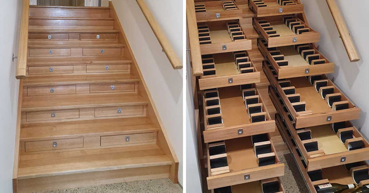 Cet homme a transformé un escalier en cellier contenant 156 bouteilles de vin