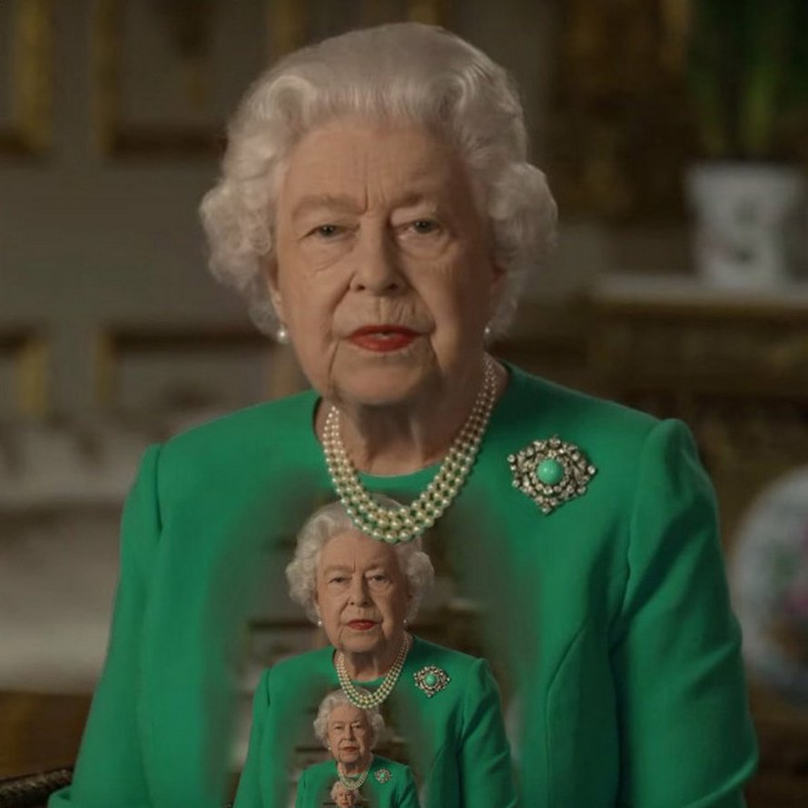 La reine d’Angleterre a prononcé un discours vêtue d’un habit vert et les photoshopeurs ont immédiatement su quoi faire
