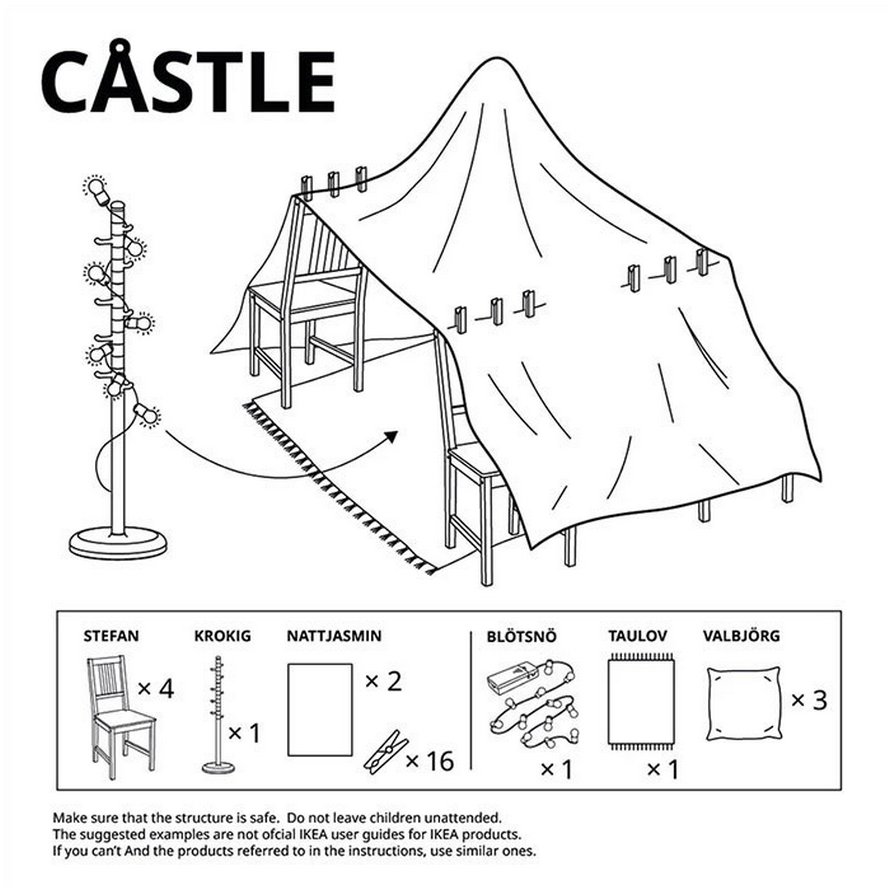 IKEA partage les instructions pour construire 6 types de cabanes de couvertures
