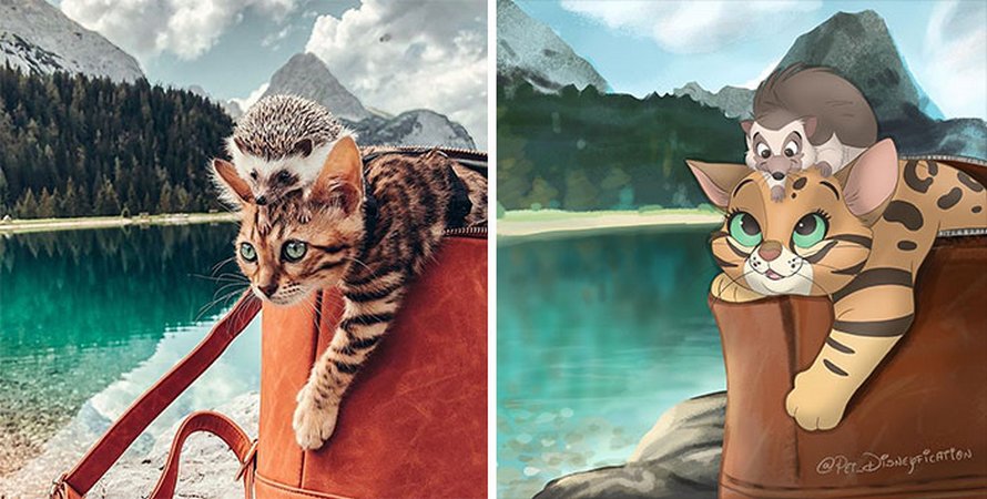 Des gens envoient des photos de leurs animaux à cette artiste et elle les transforme en personnages Disney