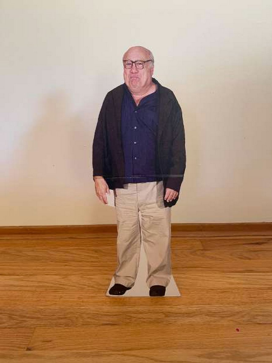 Un chat tombe follement amoureux d’une silhouette en carton de Danny DeVito