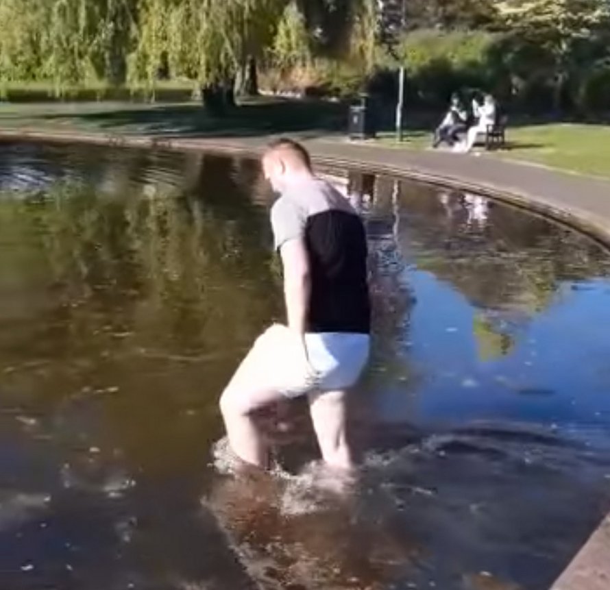 Un homme se met en sous-vêtements pour aller chercher une chienne qui refuse de quitter la fontaine