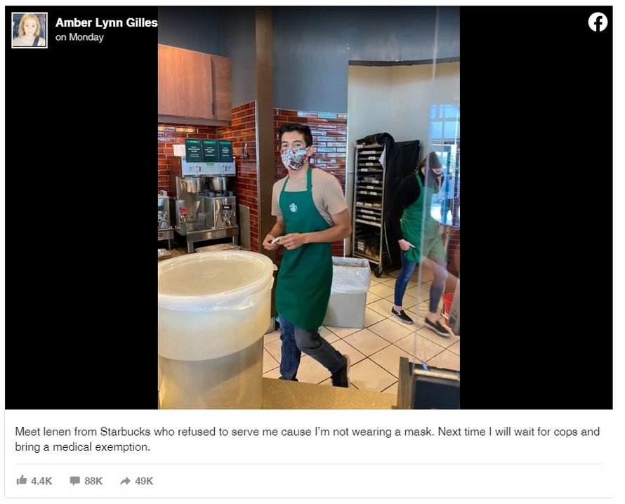 Un serveur de Starbucks reçoit 85 000 € de « pourboires » après avoir refusé de servir une femme qui ne voulait pas porter de masque