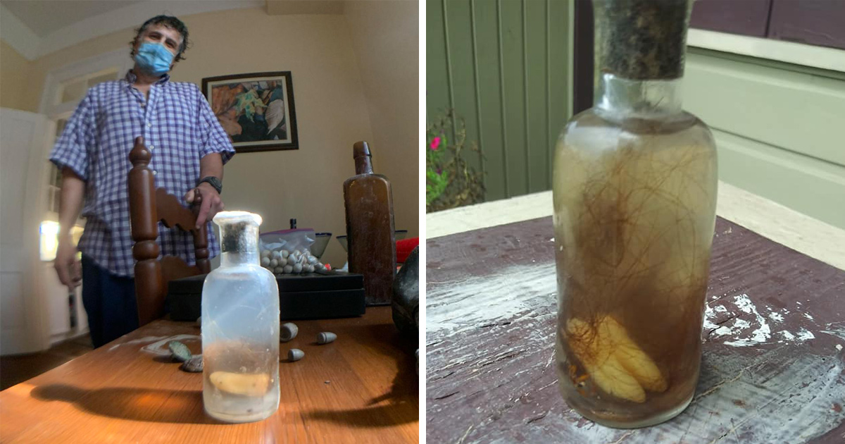 Un homme trouve une « bouteille de sorcière » avec des dents à l’intérieur enterrée dans le sol