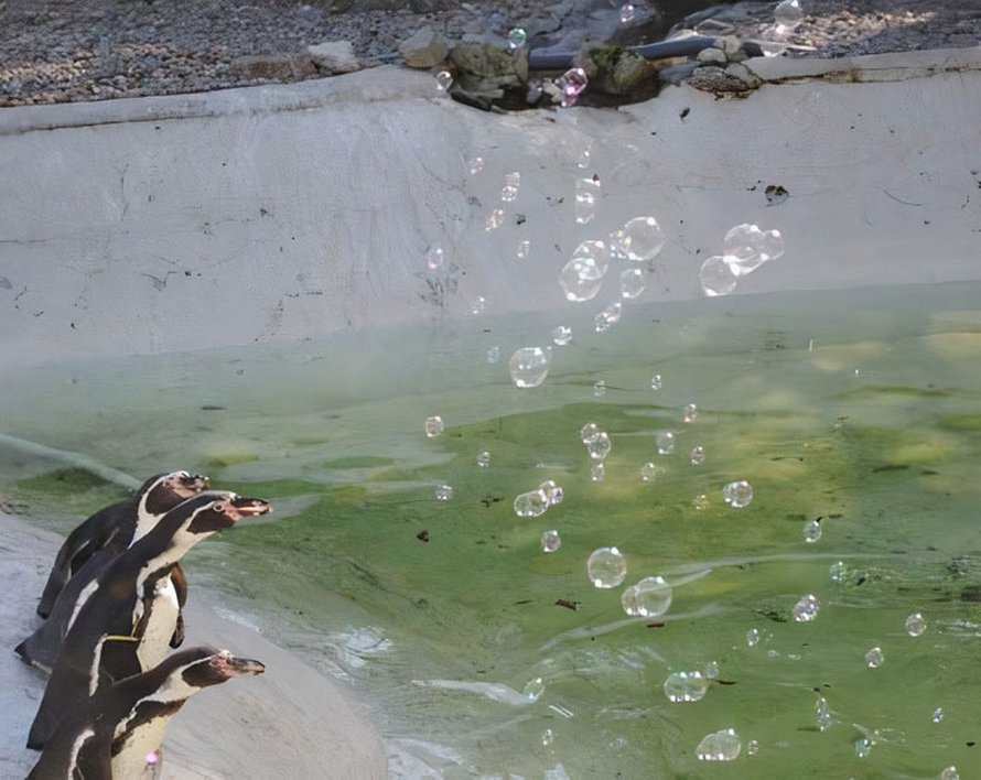 Quelqu&#8217;un fait don d&#8217;une machine à bulles aux manchots du zoo de Newquay et ils l&#8217;adorent