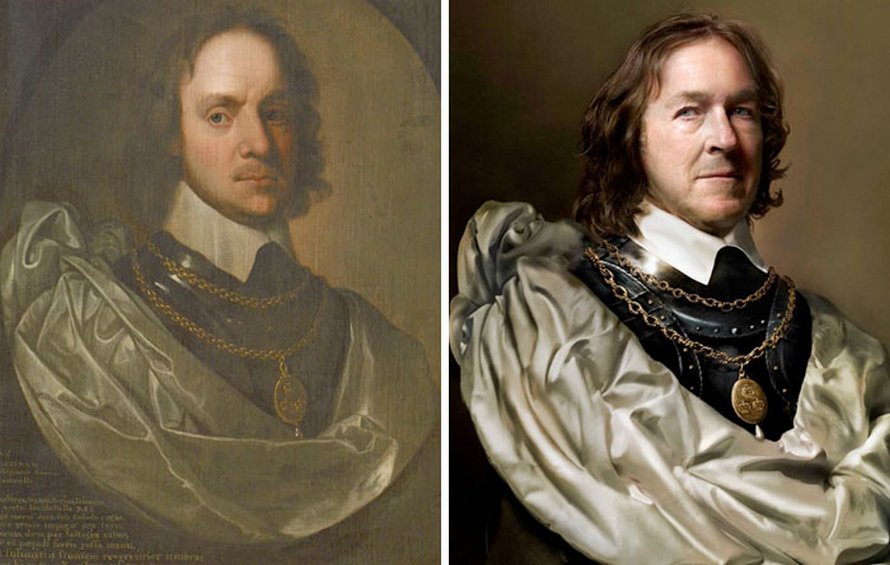 15 portraits côte à côte de personnages historiques célèbres et de leurs descendants directs