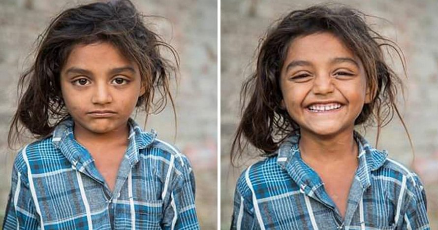 10 photos de gens avant et après leur avoir demandé de sourire