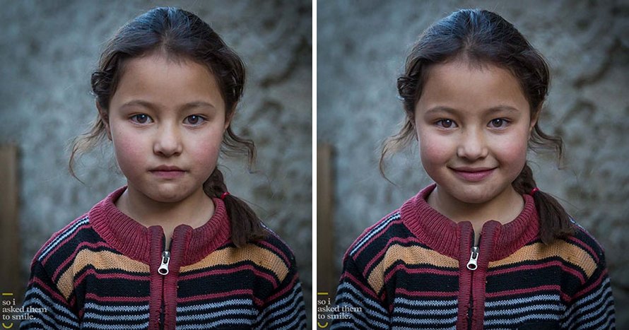 10 photos de gens avant et après leur avoir demandé de sourire