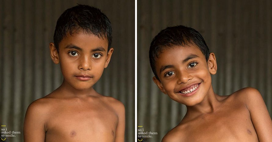 10 photos de gens avant et après leur avoir demandé de sourire