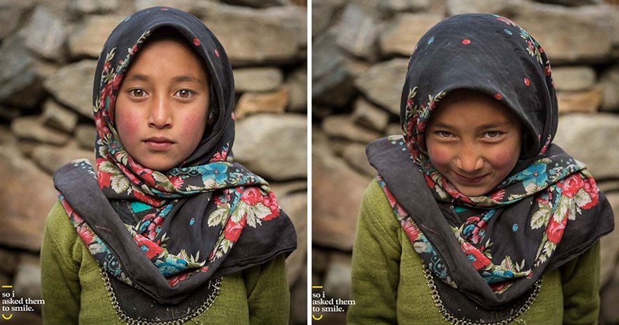 10 photos de gens avant et après leur avoir demandé de sourire