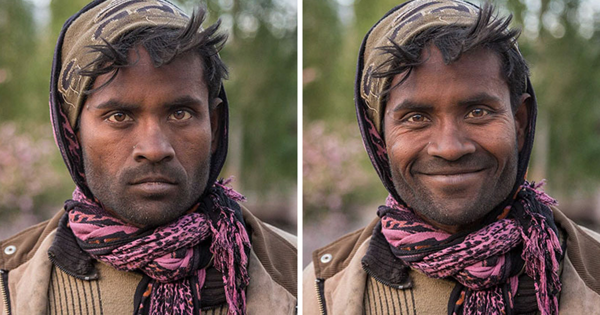 10 photos de personnes avant et après qu’on leur ait demandé de sourire
