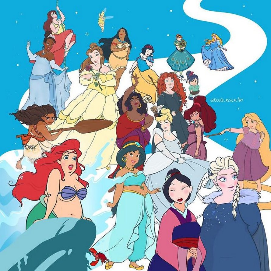 Une artiste réinvente les princesses Disney en femmes rondes et suscite un débat animé
