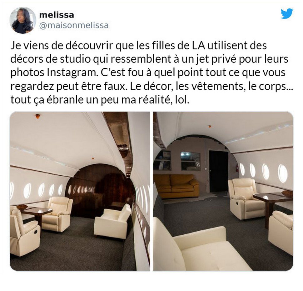 Des influenceurs utilisent des décors de studio pour donner l’impression qu’ils volent en jet privé et voici 6 exemples