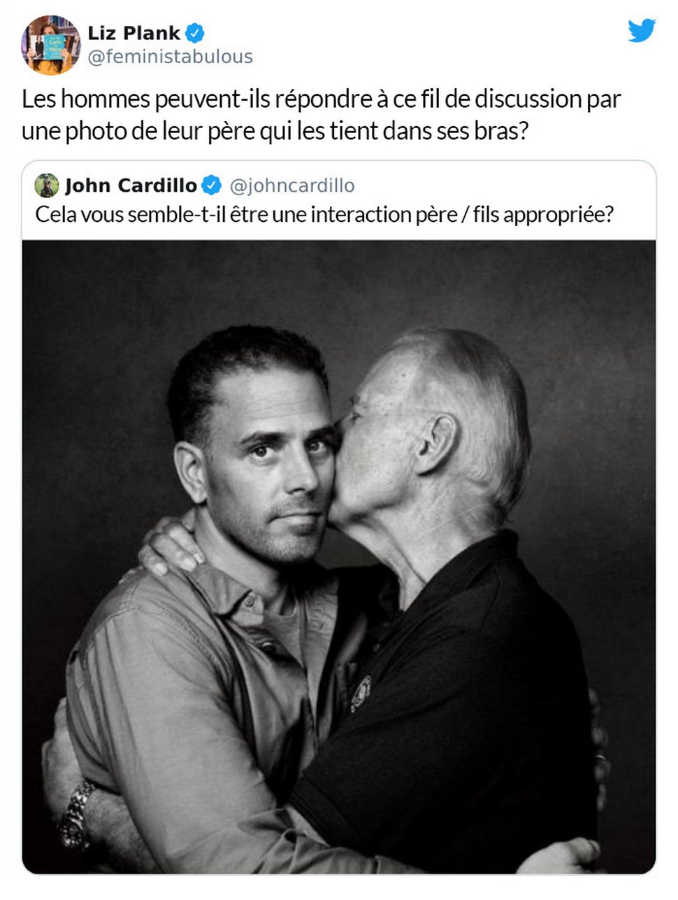 Des trolls ont qualifié de « perverse » une photo de Joe Biden et son fils, alors des gens ont partagé des photos similaires pour leur faire honte