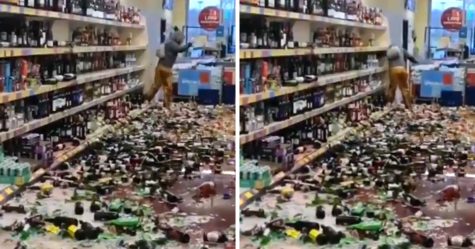 Une femme fracasse des centaines de bouteilles d&#8217;alcool alors qu&#8217;elle se déchaîne chez Aldi