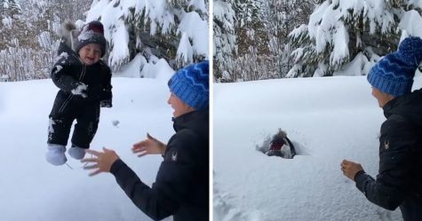 Une mère jette son fils d’un an dans la neige profonde et défend son geste après avoir été critiquée en ligne