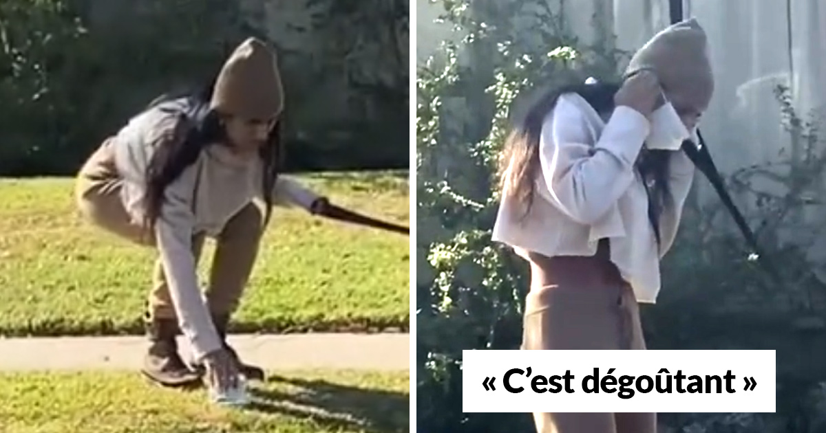 Mia Khalifa ramasse du caca de chien avec un masque puis le remet sur son visage