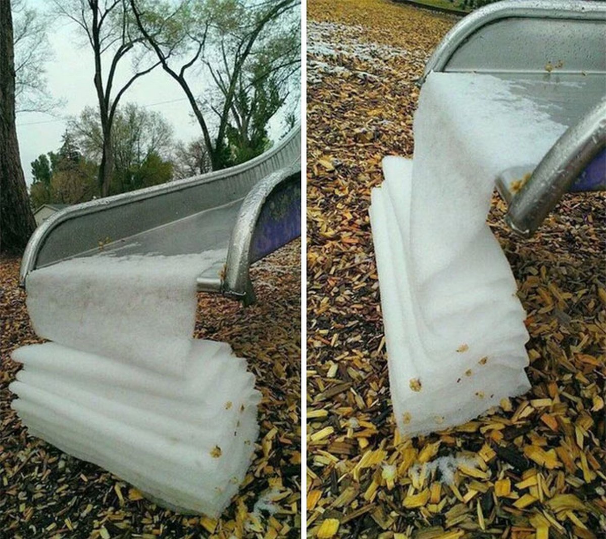 La glace s'est repliée sur elle-même