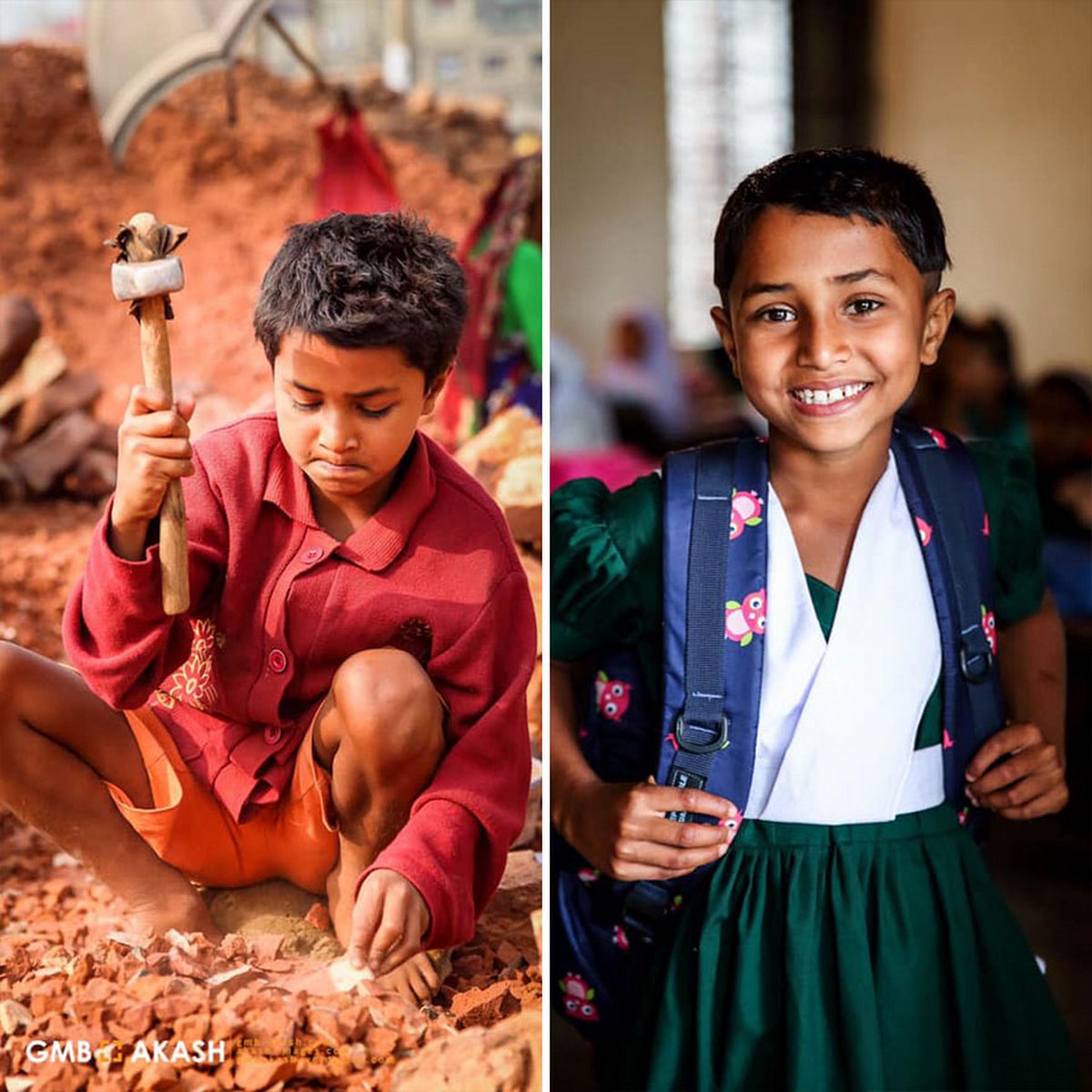 19 photos avant et après qui montrent comment la vie des enfants travailleurs du Bangladesh a changé après que ce photographe a financé leur éducation