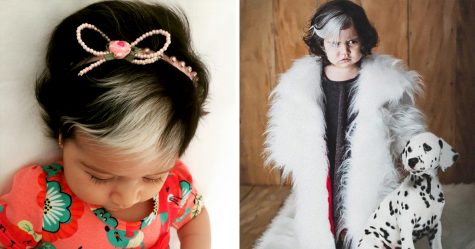 Cette petite fille de deux ans est née avec une mèche blanche dans les cheveux et sa mère l’encourage à accepter son apparence unique