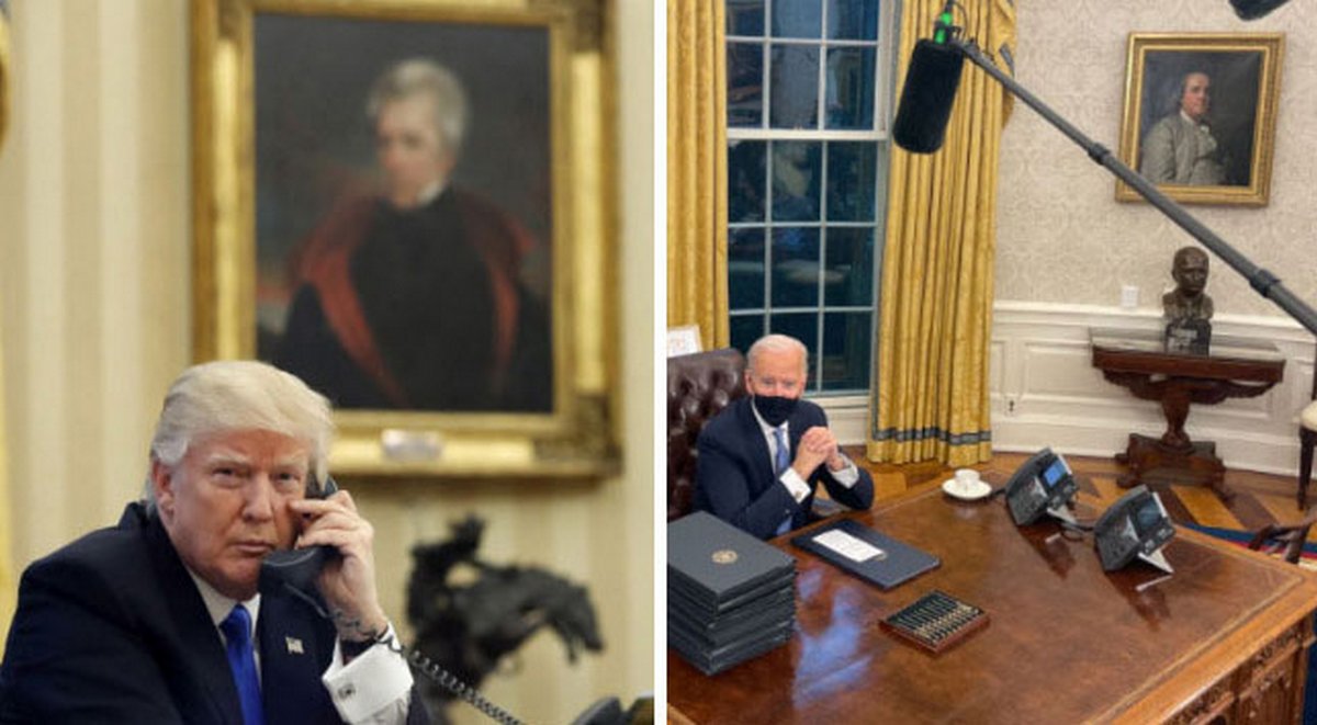 18 photos qui montrent les différences entre le Bureau ovale de Biden et celui de Trump