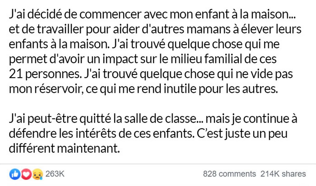 Cette ancienne enseignante de maternelle a énuméré 5 raisons pour lesquelles elle a quitté son emploi et elle a obtenu 263 000 likes