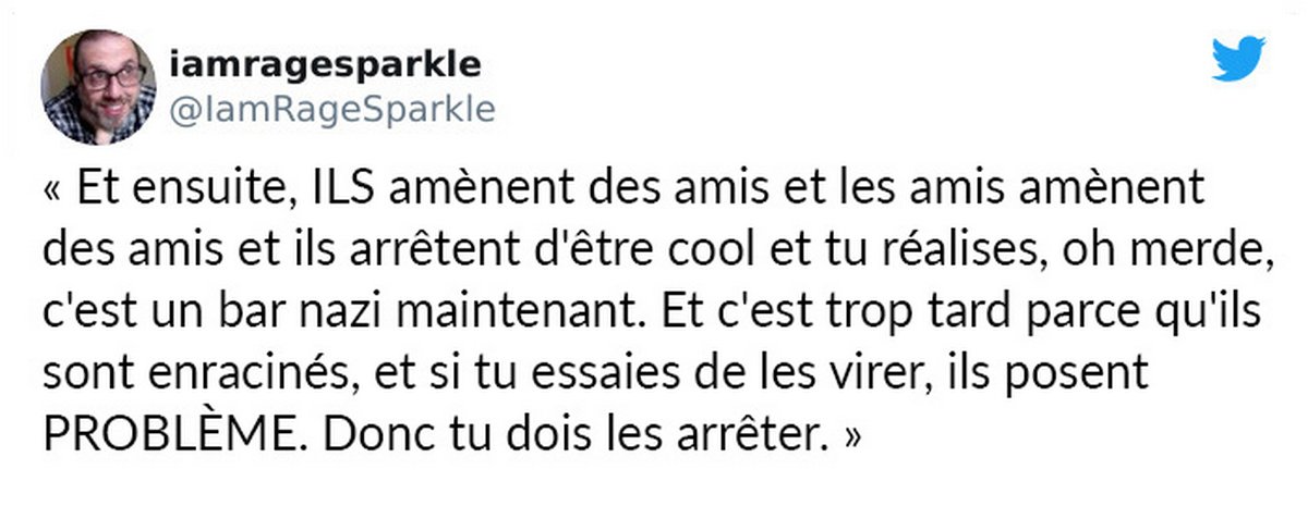 Un barman vire un client nazi poli de son bar et explique pourquoi il est important de le faire