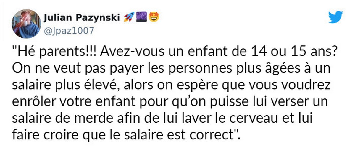 Burger King appose une affiche demandant aux parents de jeunes de 14 et 15 ans de les laisser postuler pour un emploi et les gens sont scandalisés
