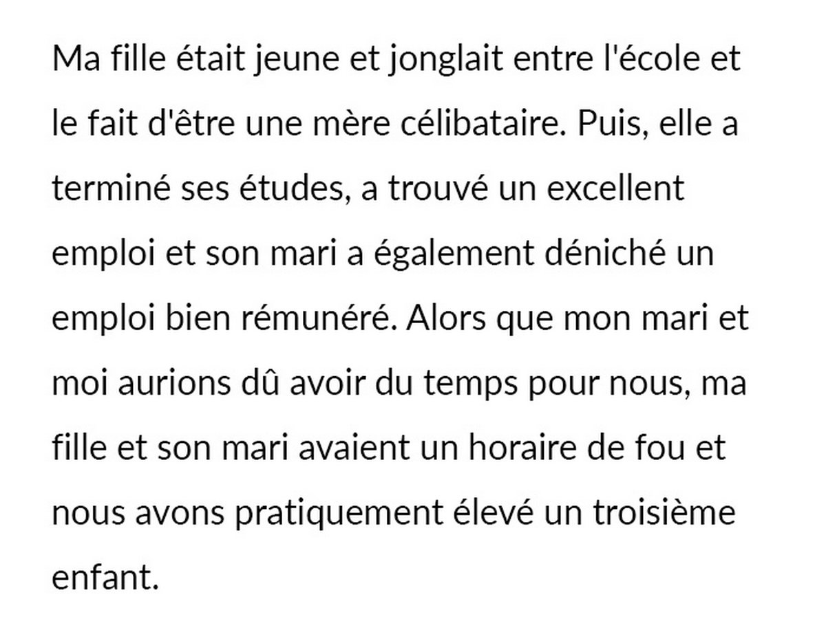 Une grand-mère veut enfin vivre pour elle-même, alors elle se « retire » de la garde de ses petits-enfants, ce qui bouleverse sa fille