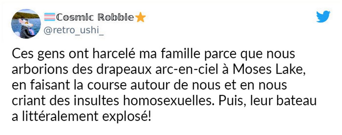 Des homophobes en détresse nagent vers le bateau des personnes LGBT qu’ils venaient de harceler après l’explosion de leur propre bateau