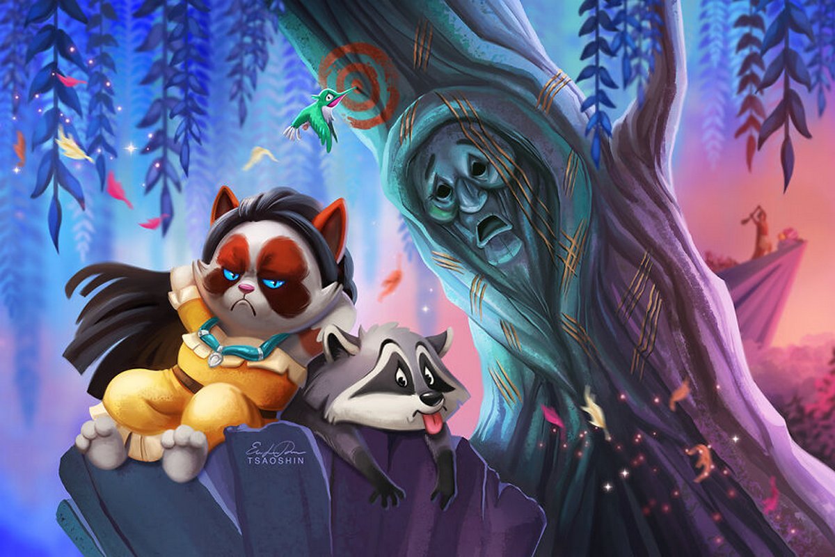 Cet artiste insère le légendaire Grumpy Cat dans des films Disney et le résultat est hilarant