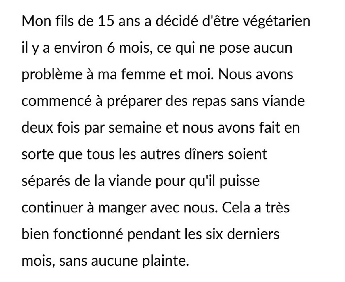 Un père oblige son fils végétarien à se charger de la viande pourrie après qu’il a débranché le congélateur pour faire pourrir leur viande