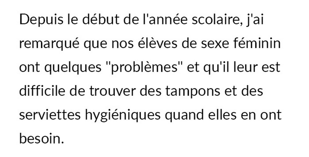 Une collègue reproche à un enseignant de garder un panier rempli de tampons et de serviettes hygiéniques pour ses élèves