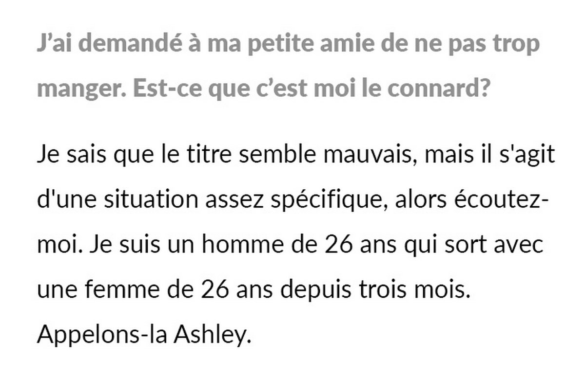 Un homme supplie sa petite amie de ne pas trop manger chez sa grand-mère et demande s’il a tort après qu’elle lui a crié dessus