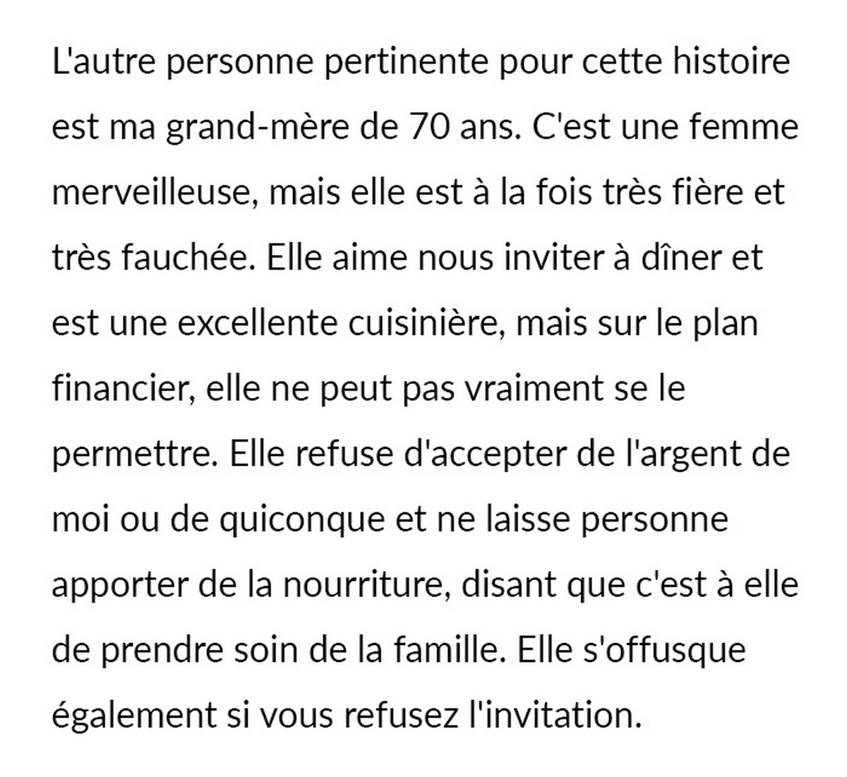 Un homme supplie sa petite amie de ne pas trop manger chez sa grand-mère et demande s’il a tort après qu’elle lui a crié dessus