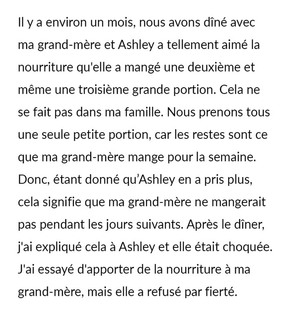 Un homme supplie sa petite amie de ne pas trop manger chez sa grand-mère et demande s’il a tort après qu’elle lui a crié dessus