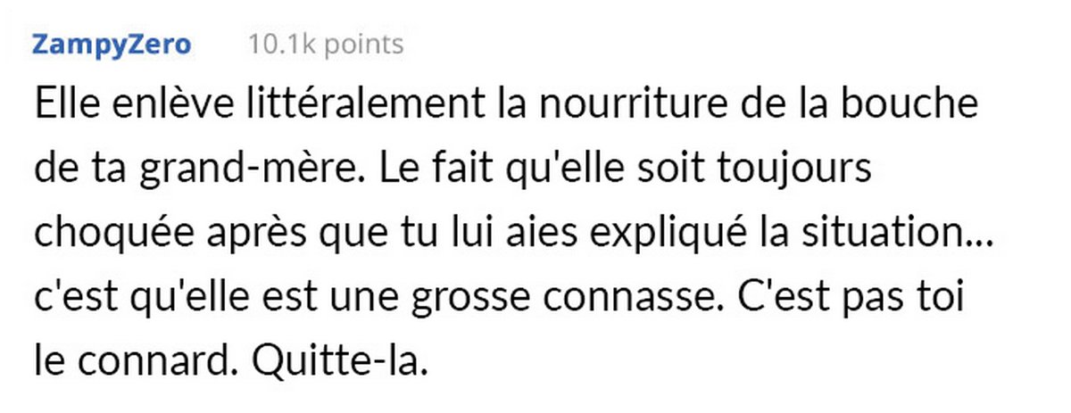 Un homme supplie sa petite amie de ne pas trop manger chez sa grand-mère et demande s’il a tort après qu’elle lui a crié dessus