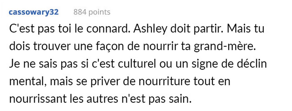 Un homme supplie sa petite amie de ne pas trop manger chez sa grand-mère et demande s’il a tort après qu’elle lui a crié dessus