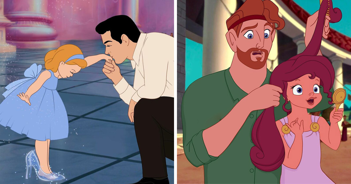 Cette artiste a réinventé 8 princes Disney en tant que pères d’adorables bambins et bébés