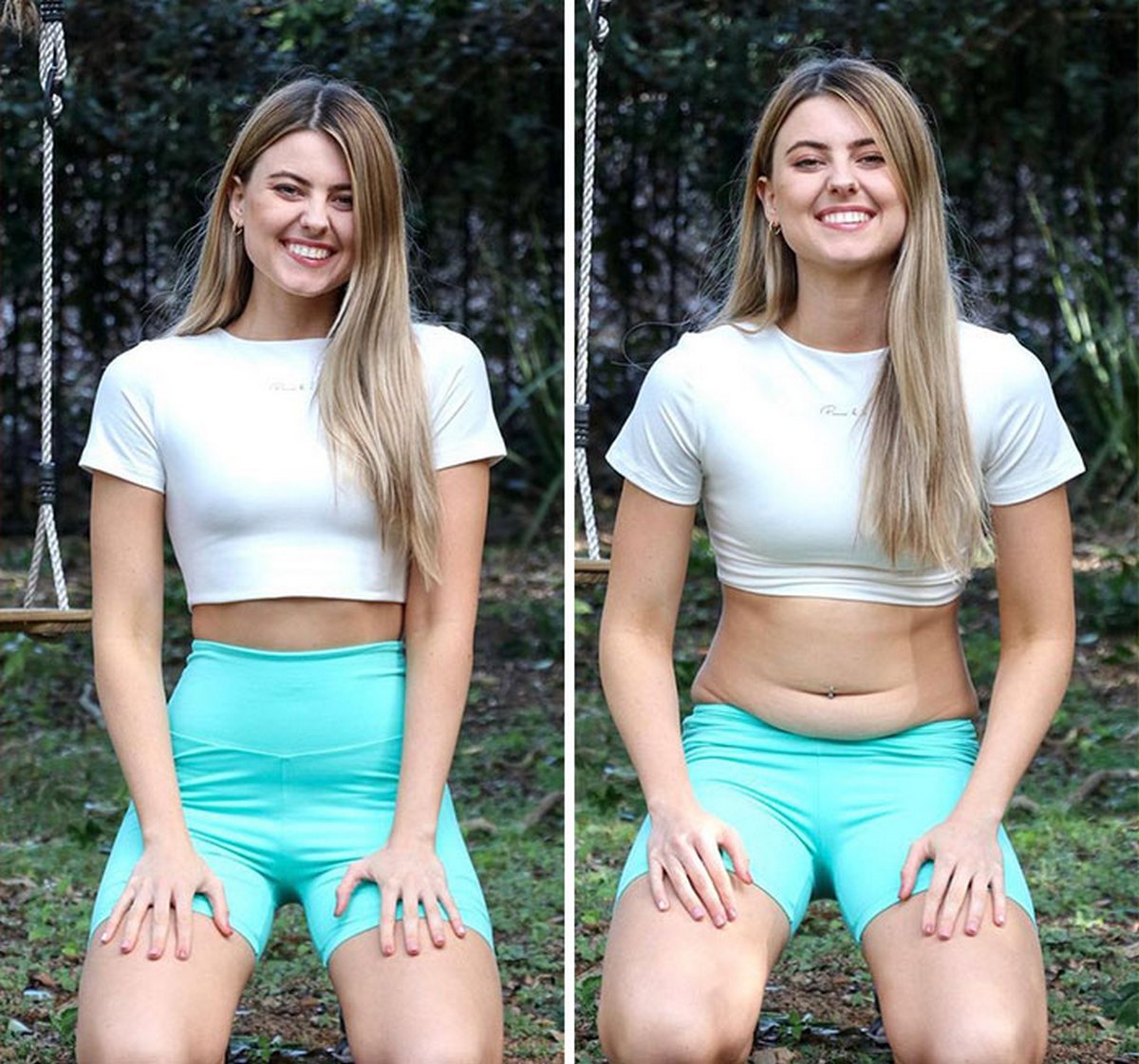 Cette femme remet en question les normes du corps irréalistes en prenant des photos côte à côte d’elle-même