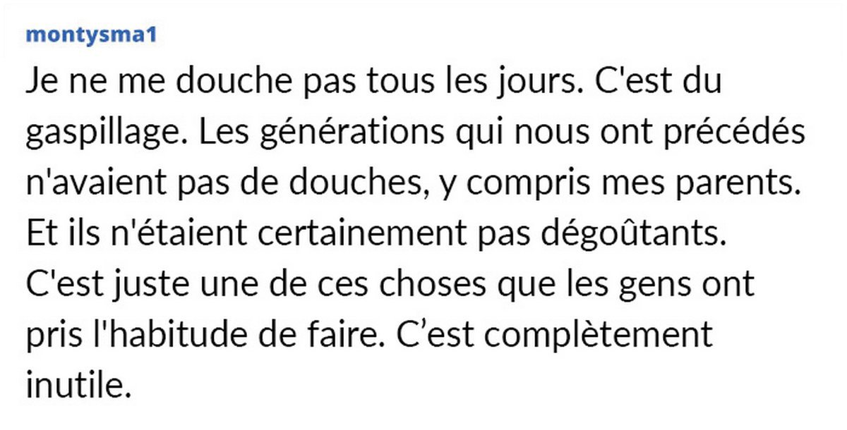 Une femme est choquée d’apprendre que ses amies se douchent tous les jours et demande si elle est dégoûtante