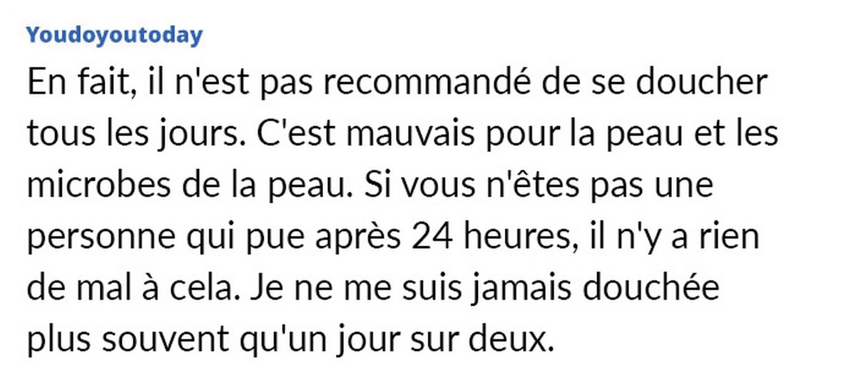 Une femme est choquée d’apprendre que ses amies se douchent tous les jours et demande si elle est dégoûtante