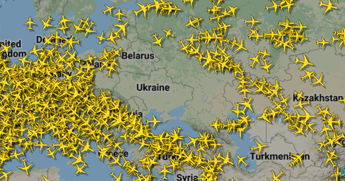 Flight Radar montre que l’invasion russe a créé un trou de 1 600 km dans l’espace aérien européen