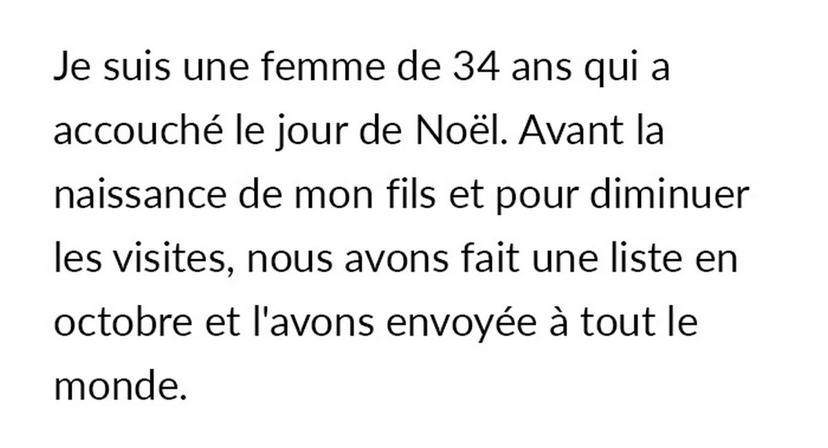 Une belle-soeur ne peut pas rencontrer son petit neveu parce qu’elle est trop fauchée pour respecter toutes les règles que ses parents ont établies