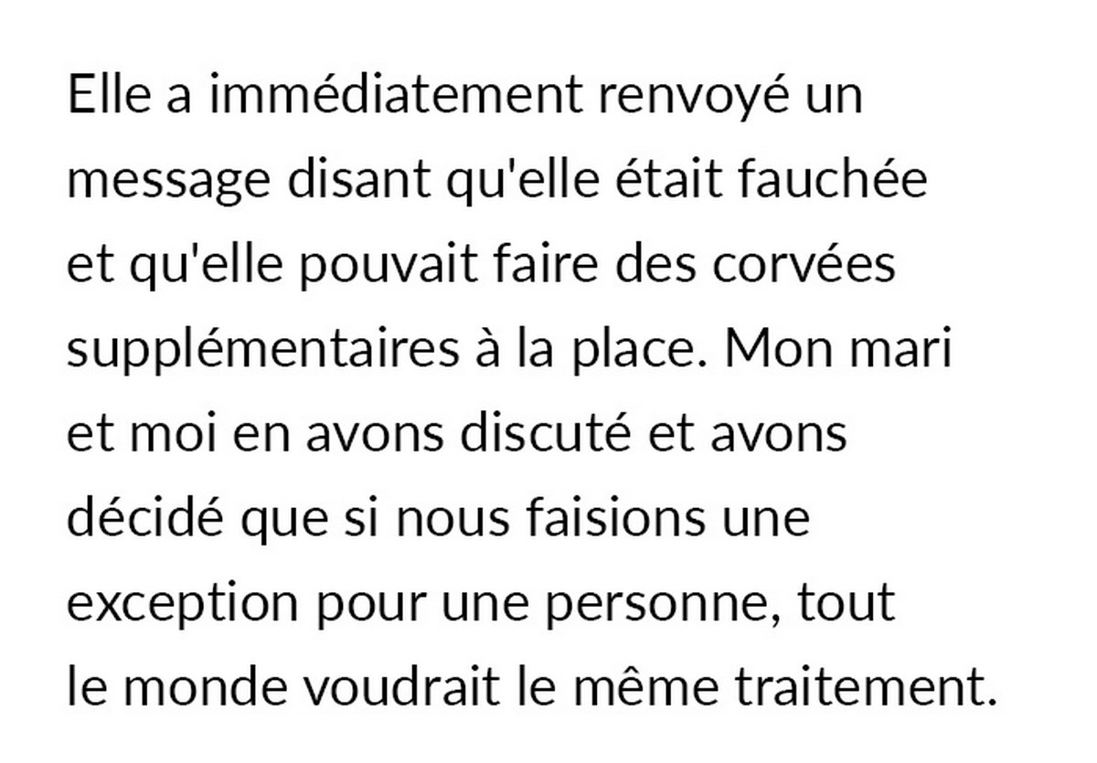 Une belle-soeur ne peut pas rencontrer son petit neveu parce qu’elle est trop fauchée pour respecter toutes les règles que ses parents ont établies