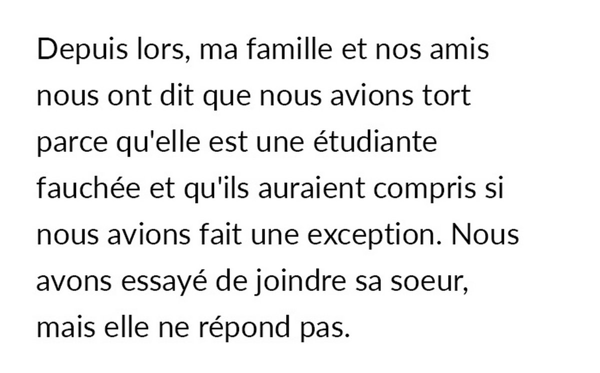 Une belle-soeur ne peut pas rencontrer son petit neveu parce qu’elle est trop fauchée pour respecter toutes les règles que ses parents ont établies