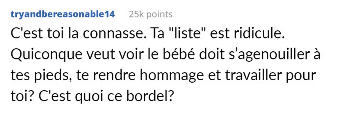 Une belle-soeur ne peut pas rencontrer son petit neveu parce qu’elle est trop fauchée pour respecter toutes les règles que ses parents ont établies