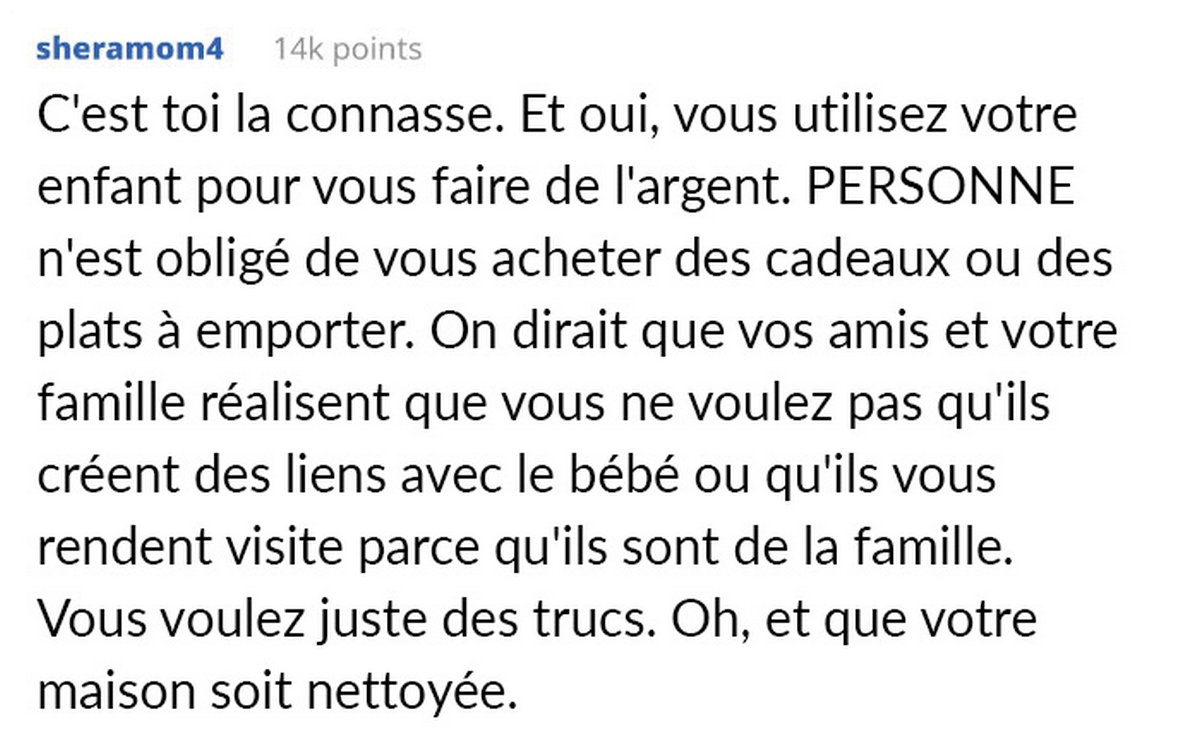 Une belle-soeur ne peut pas rencontrer son petit neveu parce qu’elle est trop fauchée pour respecter toutes les règles que ses parents ont établies